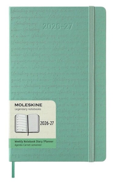 18měsíční diář Moleskine Colored Patterned 2026-27 - tvrdé desky, L, týdenní, světle zelen