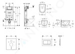 GEBERIT - Kombifix Set předstěnové instalace, klozetu Oudee a sedátka softclose, tlačítko Sigma30, chrom SANI15CA1115