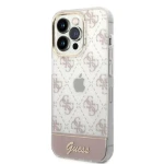 Pouzdro Guess PC/TPU Peony Glitter Script Logo iPhone 14 Pro růžové