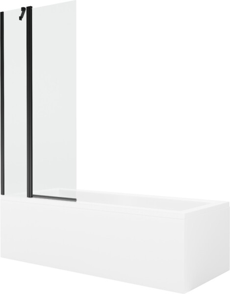 MEXEN/S - Cubik obdélníková vana 170 x 70 cm s panelem + vanová zástěna 80 cm, transparent, černá 550317070X9408117000