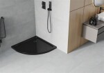 MEXEN/S - Flat sprchová vanička čtvrtkruhová slim 90 x 90, černá + černý sifon 41709090B