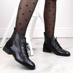 Filippo W PAW478A černé lakované zateplené boty s krokodýlem 38