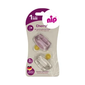 NIP CHERRY Šidítko kaučuk velikost 1 (0-6m) červená/hnědá 2ks (NIP38882-51)