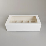 Cake star Bílá krabice s průhledným víkem na 8ks muffinů