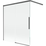 MEXEN/S - Rox vanová zástěna 2-křídlová posuvná 140 x 150, transparent, grafit kartáčovaná 8C9-140-003-66-00