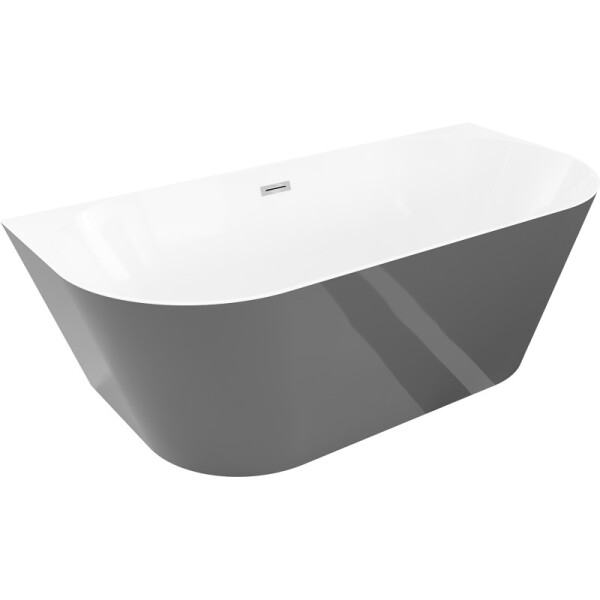 MEXEN/S - Oval Slim volně stojící vana nástěnná 170 x 80, bílá/šedá, sifon a přepad chrom 52661708062-01