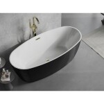 MEXEN/S - Lira volně stojící vana vzor 170 x 80, bílá/černá, sifon a přepad zlatá 52831708075-50
