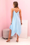 Women's dress with straps flared with an asymmetrical hem modrý UNI