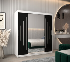 Šatní skříň Abi Y1 Barva korpusu: Bílá, Rozměry: 180 cm, Dveře: Černá