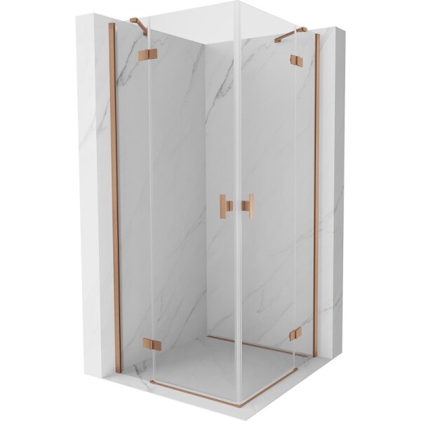 MEXEN/S - Mist H Duo sprchový kout dveře křídlové 95 x 95, transparent, měď kartáčovaná 8A5-095L-095P-65-00