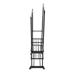 Stojan na šaty dvouramenný se třemi policemi, černá barva, kov / plast, chrom