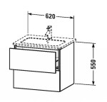 DURAVIT - L-Cube Umyvadlová skříňka 55x62x48 cm, 2 zásuvky, grafit mat LC624004949