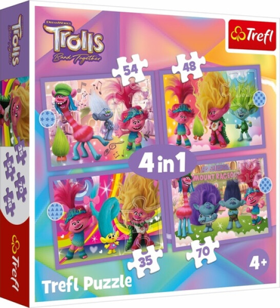Puzzle Trollové Barevné dobrodružství 4v1