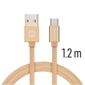 Swissten 71522204 USB 2.0, zástrčka A - zástrčka micro B, opletený, 1,2m, zlatý