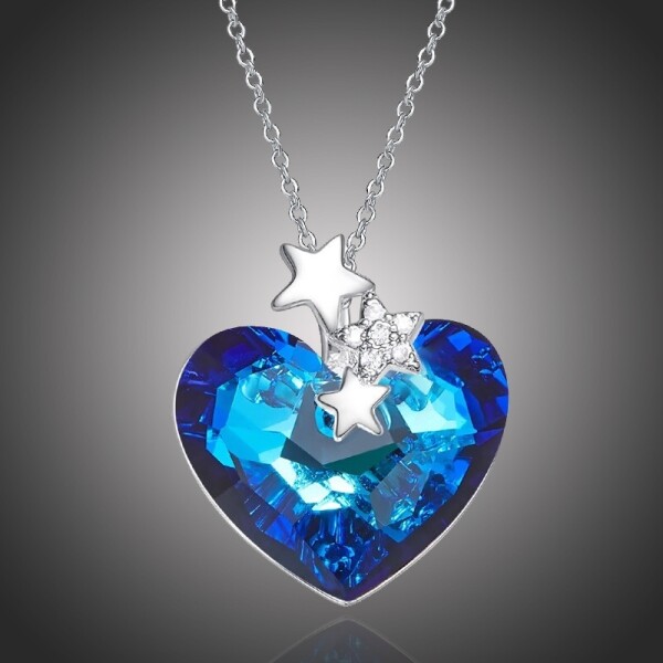 Exkluzivní náhrdelník Swarovski Elements Niamh - srdce, Modrá 40 cm + 5 cm (prodloužení)