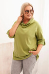 Dámská blůza Plus Size s bavlnou volného střihu s vodním výstřihem fango olivová UNI