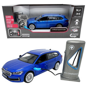 Škoda Superb IV Combi modré + nabíjecí stanice 1:35 - Sparkys