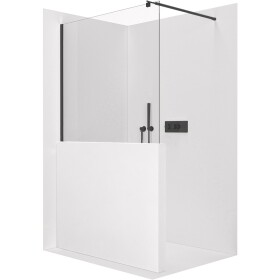CERANO Sprchová zástěna Walk-in Onyx Half Round L/P - 8 mm - kulatá vzpěra - černá matná, transparentní sklo - 120x100 cm