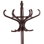 Věšák dřevěný stojanový, masiv topol a bříza, tmavě hnědý lak, výška 185 cm