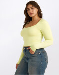 Tričko Organic Basics Everyday Scoop Neck Long Sleeve Tee Elderflower Green