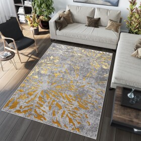 DumDekorace DumDekorace Exkluzivní moderní šedý koberec se zlatým motivem Šířka: cm Délka: cm