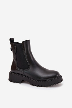 Dámské zateplené kožené boty na zip Big Star – černé Velikost: 38