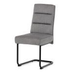 Židle jídelní, taštičkové pružiny v sedáku, madlo na opěráku, světle šedá látka, černý kov
