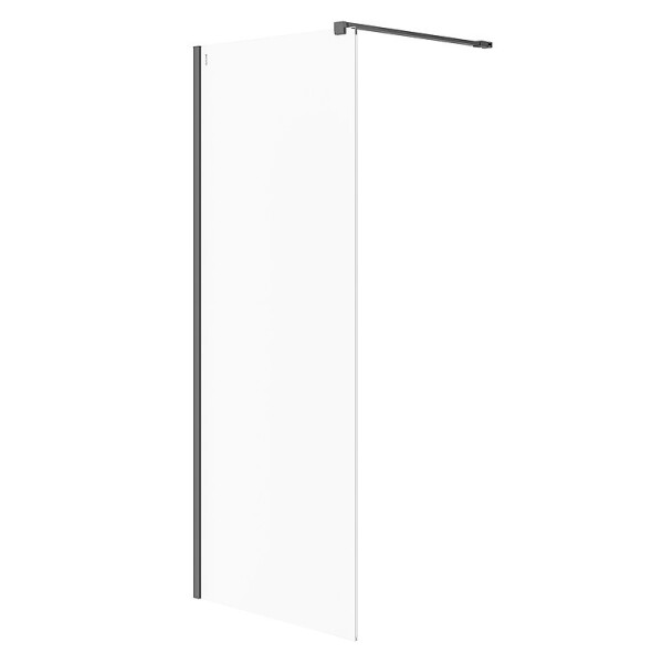 CERSANIT - Sprchová zástěna WALK-IN MILLE 80X200, černá, průhledné sklo S161-007