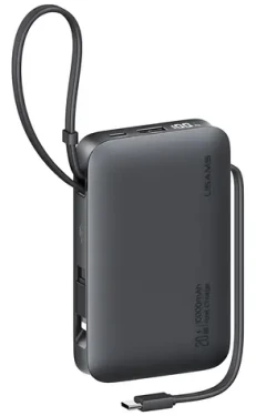USAMS CD228 XR Series černá / Powerbanka / 10000 mAh / 20 W / USB-C + Lightning kabel / 4 výstupy (10KCD22801)