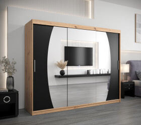 Šatní skříň Abi E0 Barva korpusu: Dub artisan, Rozměry: 250 cm, Dveře: Černá