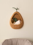 Ferm LIVING Nástěnný úložný koš Pear Braided Natural, přírodní barva, proutí