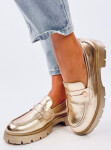 Kožené dámské mokasíny 28359 1736 zlaté - Ideal Shoes 41