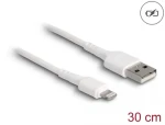 DeLock Napájecí kabel USB-A 2.0 (M) - Apple Lightning (M) 30cm bílá (87866)
