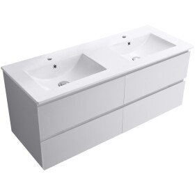 CERANO Koupelnová skříňka Carole + keramické dvojumyvadlo Todo - bílá matná - 121x50x46,5 cm