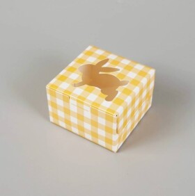 Cake Star Cake Star Velikonoční krabička vzor kostka žlutá (10 x 10 x 6,5 cm)
