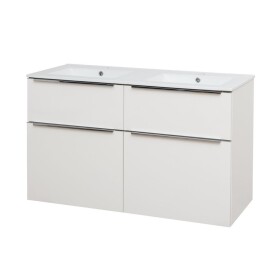 Mereo Mailo, koupelnová skříňka s keramickým umyvadlem 121 cm, bílá, elox AL madlo CN513A