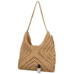Módní dámská boho kabelka na rameno Ibolya, béžová