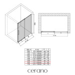 CERANO - Sprchové posuvné dveře Lantono - pravá - 8 mm - Soft-Close - černá matná, mléčné sklo - 160x195 CER-663169