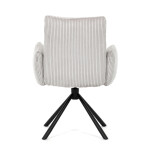 Židle jídelní, krémová manšestrová látka, 360° vratný mechanismus, černý kov