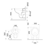 MEREO - WC závěsné, RIMLESS, 530x355x360, keramické, vč. sedátka VSD81S2