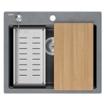 Quadron - Granitový dřez KURT 110 WORKSTATION Grey Metallic ZLE-09004