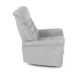 Polohovací křeslo s elektrickým ovládáním, potah stříbrná látka