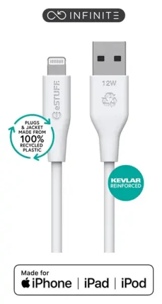 ESTUFF INFINITE (GRS) bílá / Lightning kabel / USB-A / 1 m / MFI (ES601170-BULK)