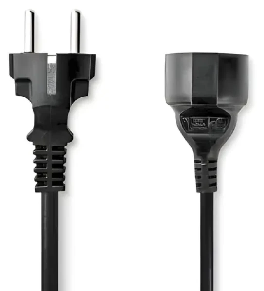 Nedis Prodlužovací napájecí kabel černá / Prodlužovací kabel / Zástrčka Schuko - Zásuvka Schuko / Přímý / 2 m (CEGL10200BK20)