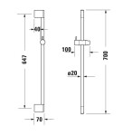DURAVIT - Příslušenství Sprchová tyč 70 cm, matná černá UV0600003046