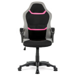 Kancelářská a herní židle, potah růžová, šedá a černá látka, houpací mechanismus