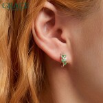 Stříbrné květinové náušnice Lian, stříbro 925/1000, Zelená