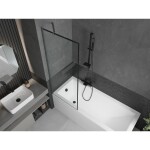 MEXEN/S - Next vanová zástěna FIX 70 x 150, černá vzor, grafit metal 895-070-000-00-70-95