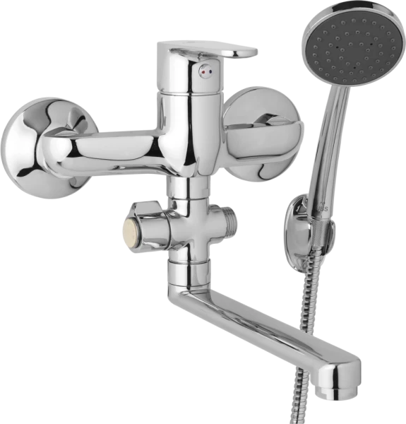 JB Sanitary Nástěnná umyvadlová a sprchová baterie TIRA, rozteč 150 mm, otočný přepínač, s příslušenstvím, ramínko 200 mm D10 37 01