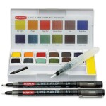 Derwent Line and Wash Paint Set akvarelové barvy a 2 linery